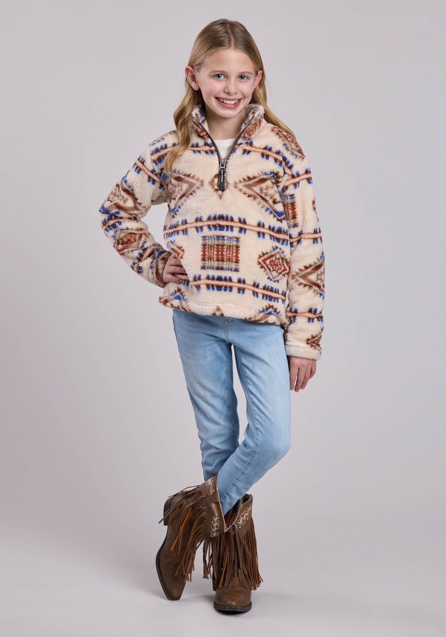 Roper Girls Jacket Zipper 1/4 Zip Polar Fleece Pullover Western Jacket