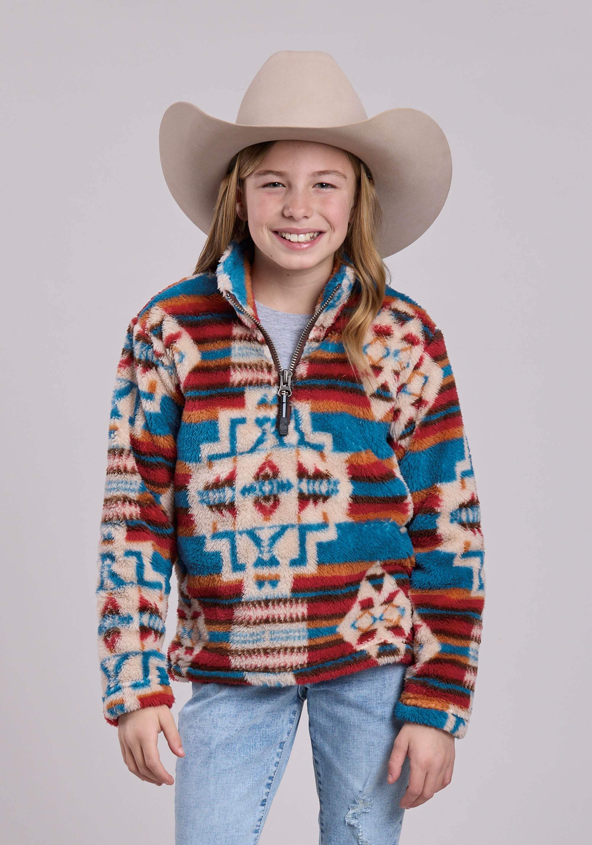 Roper Girls Jacket Snap 1/4 Zip Polar Fleece Pullover Western Jacket - Roper - Flyclothing LLC