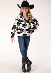 Roper Girls Womens  Polar Fleece  Black White Aztec Polar Fleece Pullover - Roper