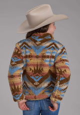 Roper Girls Brown Aztec Print Snap Jacket - Roper - Flyclothing LLC