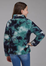 Roper Girls Blue Tie Dye Polar Fleece Snap Jacket