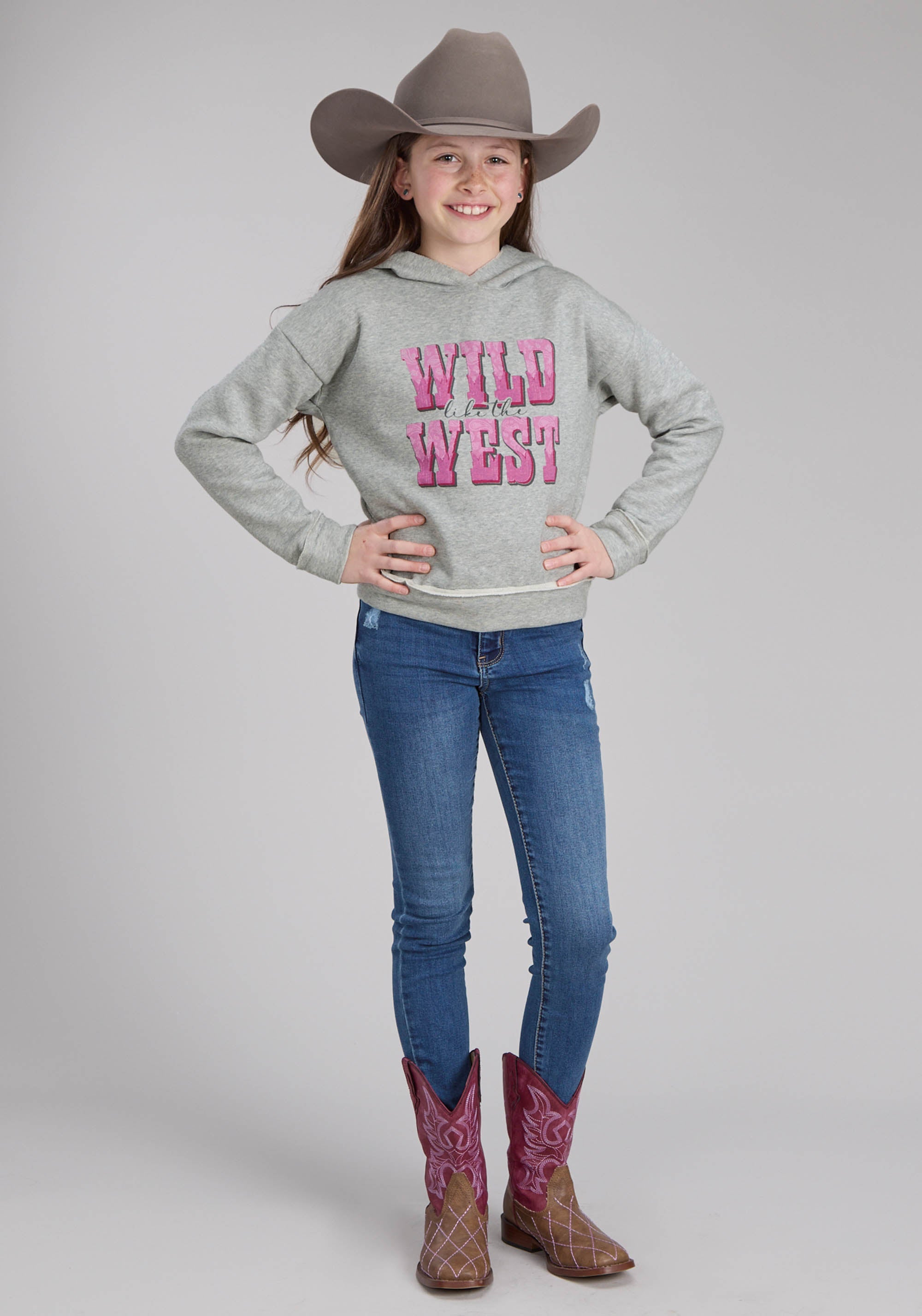 Roper Girls Cotton Fleece Hooded Sweatshirt Pullover Jacket