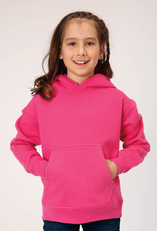 Roper Girls Pink Pullover Hoodie With Front Pocket - Roper