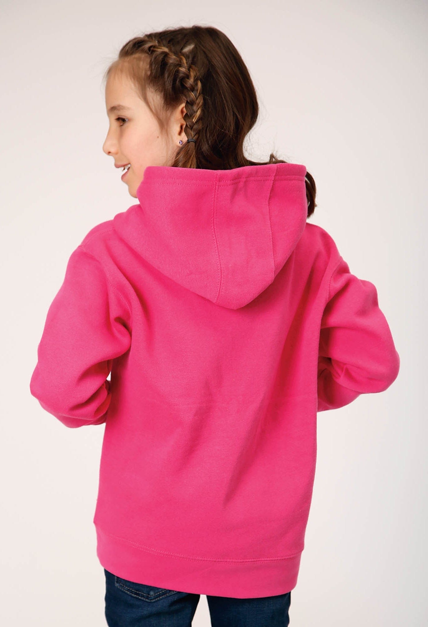 Roper Girls Pink Pullover Hoodie With Front Pocket - Roper