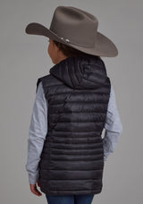 Roper Girls Black Nylon Hooded Zipper Vest