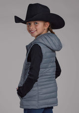 Roper Girls Silver Blue Hooded Zipper Vest - Roper - Flyclothing LLC
