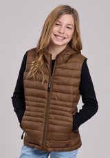 Roper Girls Vest Zipper Nylon Parachute Hooded Western Vest