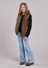 Roper Girls Vest Zipper Nylon Parachute Hooded Western Vest