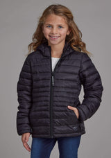 Roper Girls Black Nylon Hooded Coat Zipper Jacket - Roper - Flyclothing LLC