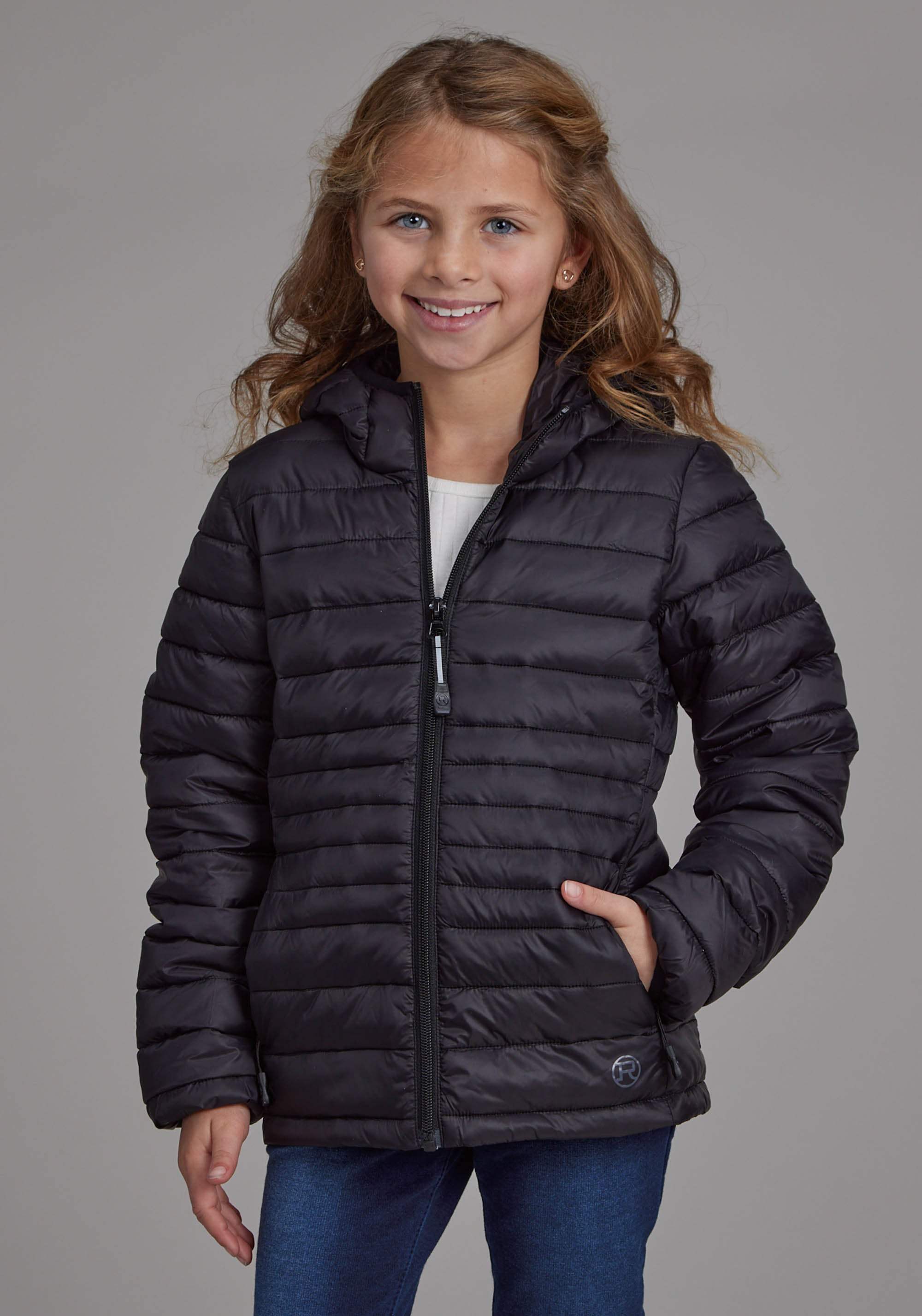 Roper Girls Black Nylon Hooded Coat Zipper Jacket - Roper - Flyclothing LLC