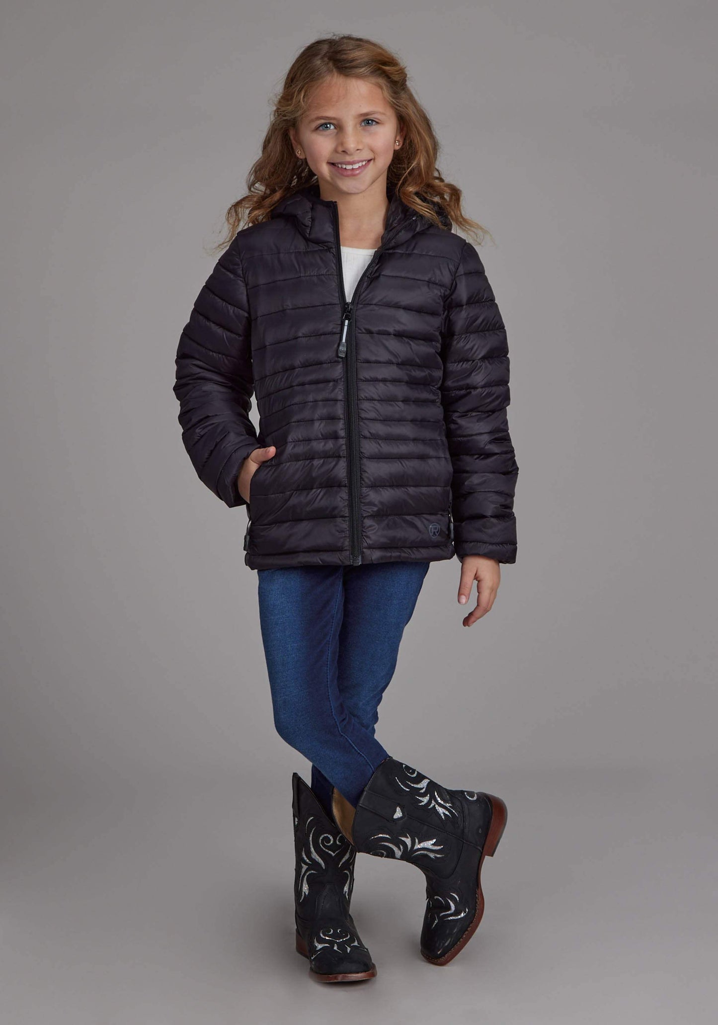 Roper Girls Black Nylon Hooded Coat Zipper Jacket - Roper - Flyclothing LLC