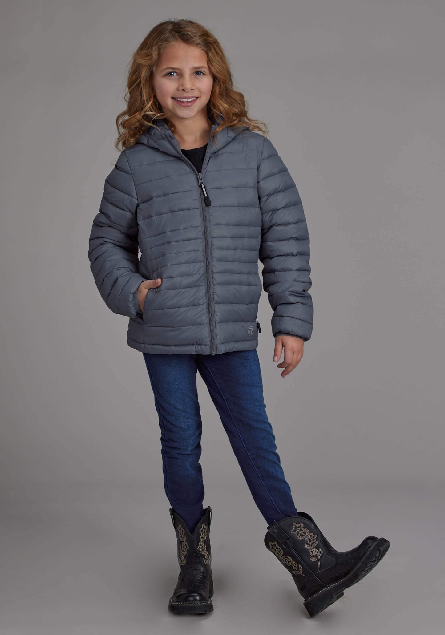 Roper Girls Silver Blue Hooded Coat Zipper Jacket - Roper - Flyclothing LLC