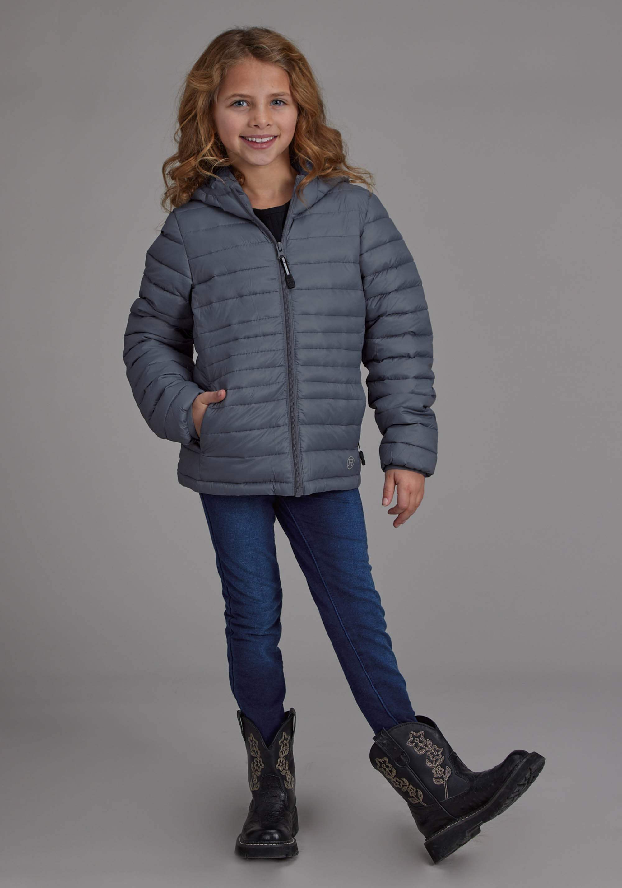 Roper Girls Silver Blue Hooded Coat Zipper Jacket - Roper - Flyclothing LLC