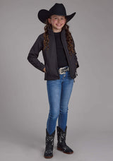 Roper Girls Charcoal Heather With Black Fleece Zipper Jacket - Roper - Flyclothing LLC