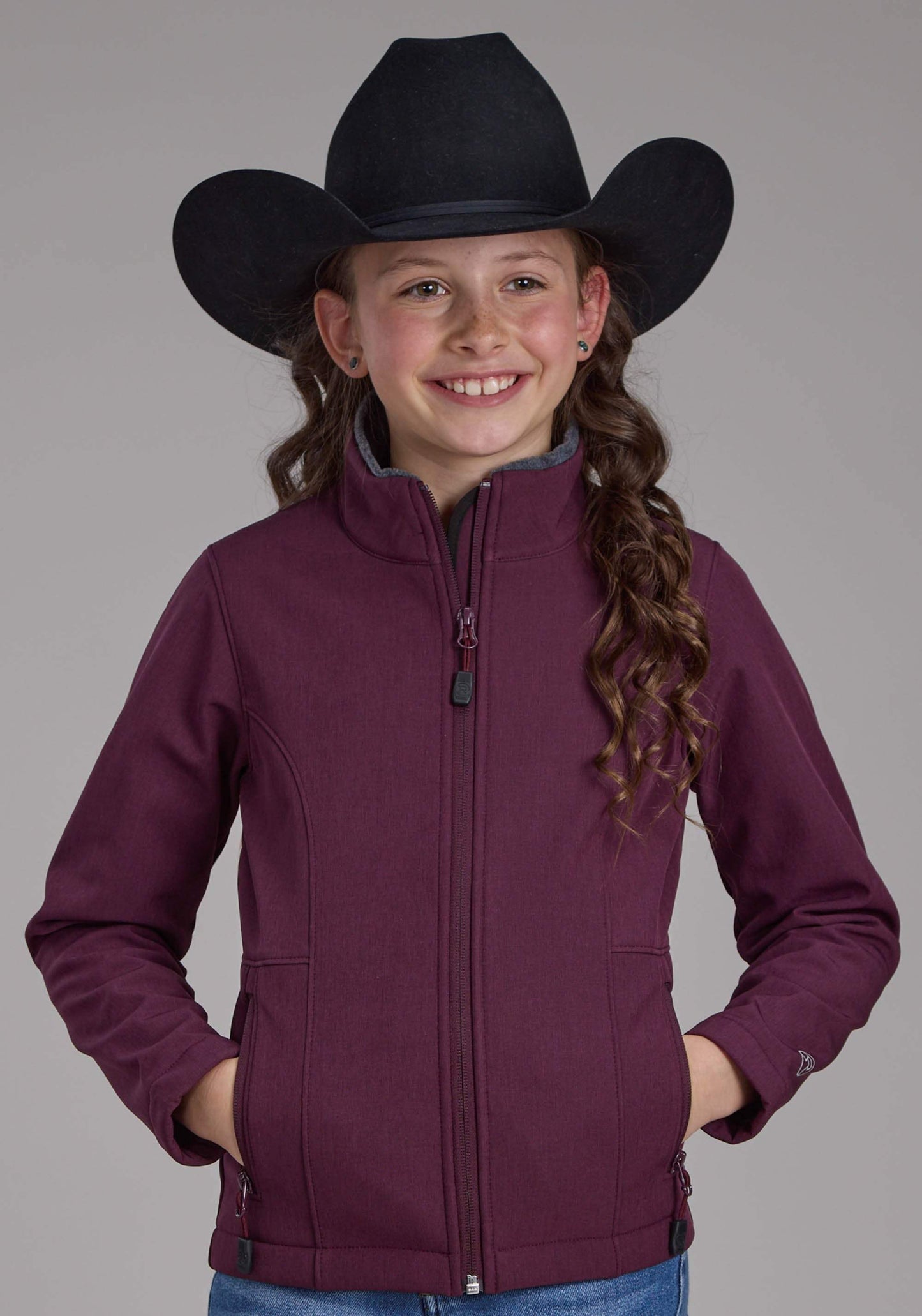 Roper Girls Wine Heather With Gray Fleece Zipper Jacket - Roper - Flyclothing LLC