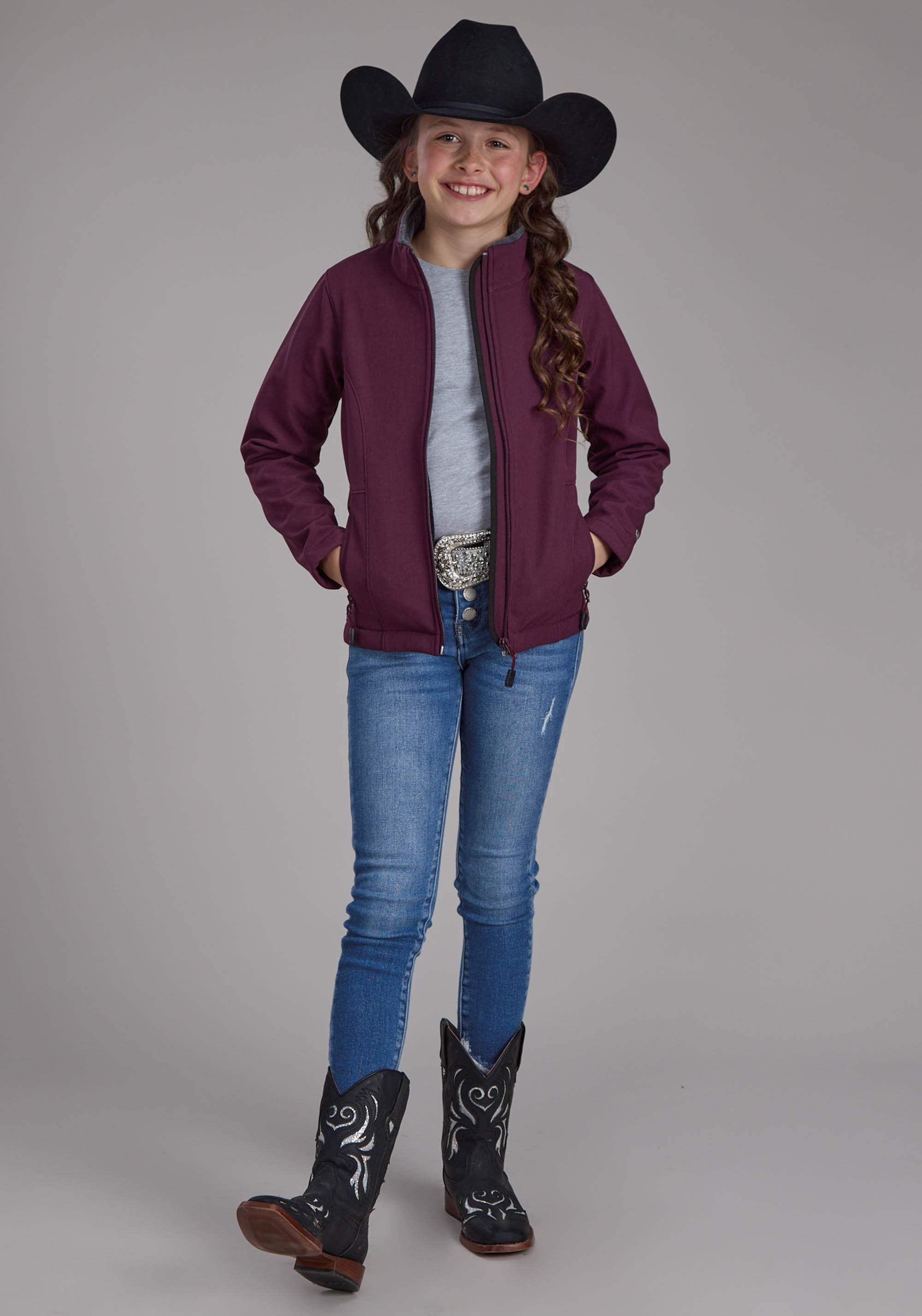 Roper Girls Wine Heather With Gray Fleece Zipper Jacket - Roper - Flyclothing LLC