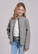 Roper Girls Jacket Zipper Cream Grey Stripe Western Jacket