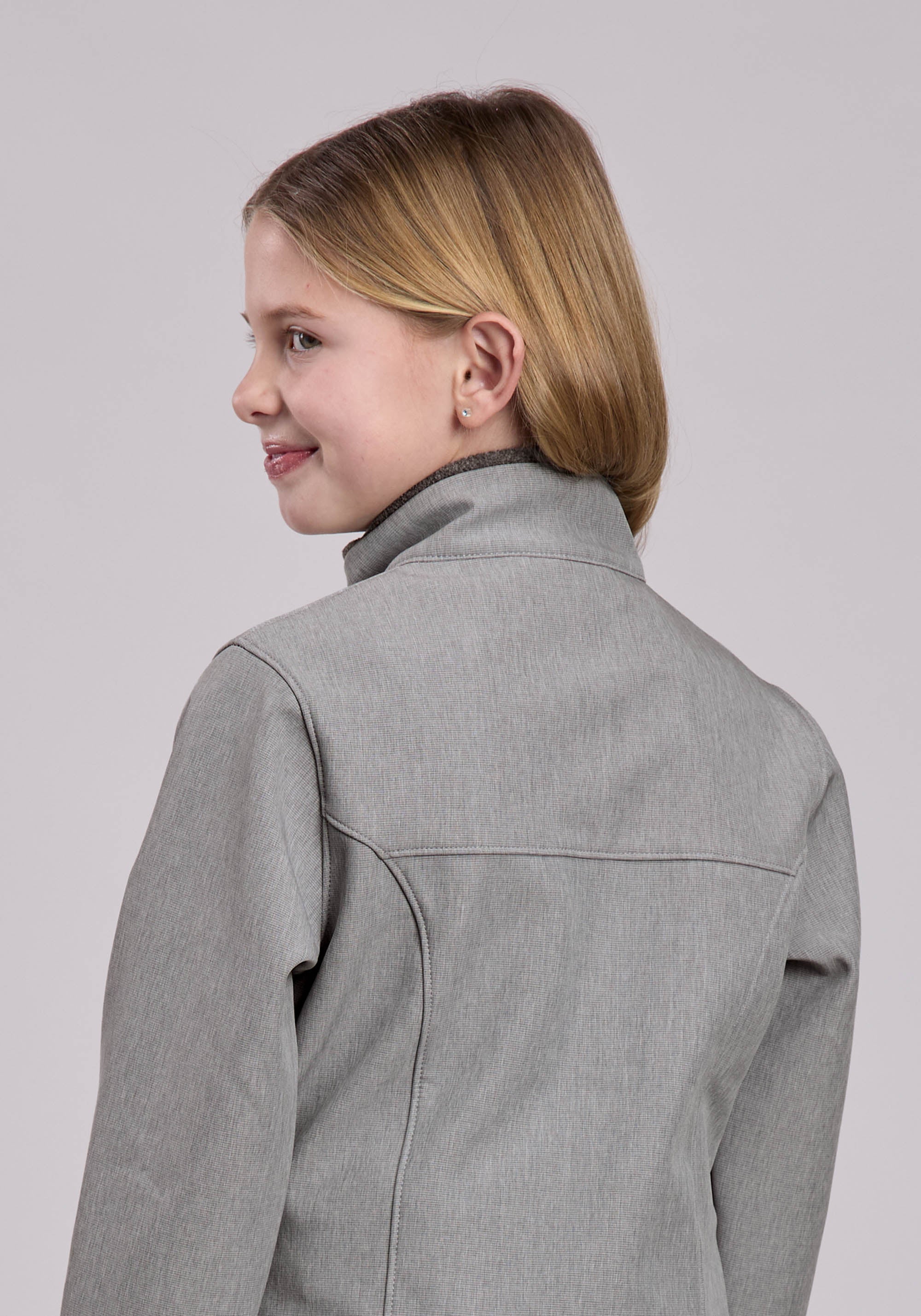 Roper Girls Jacket Zipper Cream Grey Stripe Western Jacket