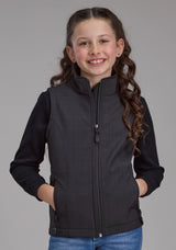 Roper Girls Charcoal Heather With Black Fleece Zipper Vest