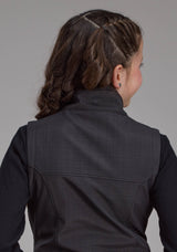 Roper Girls Charcoal Heather With Black Fleece Zipper Vest