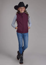 Roper Girls Wine Heather With Gray Fleece Zipper Vest - Roper - Flyclothing LLC
