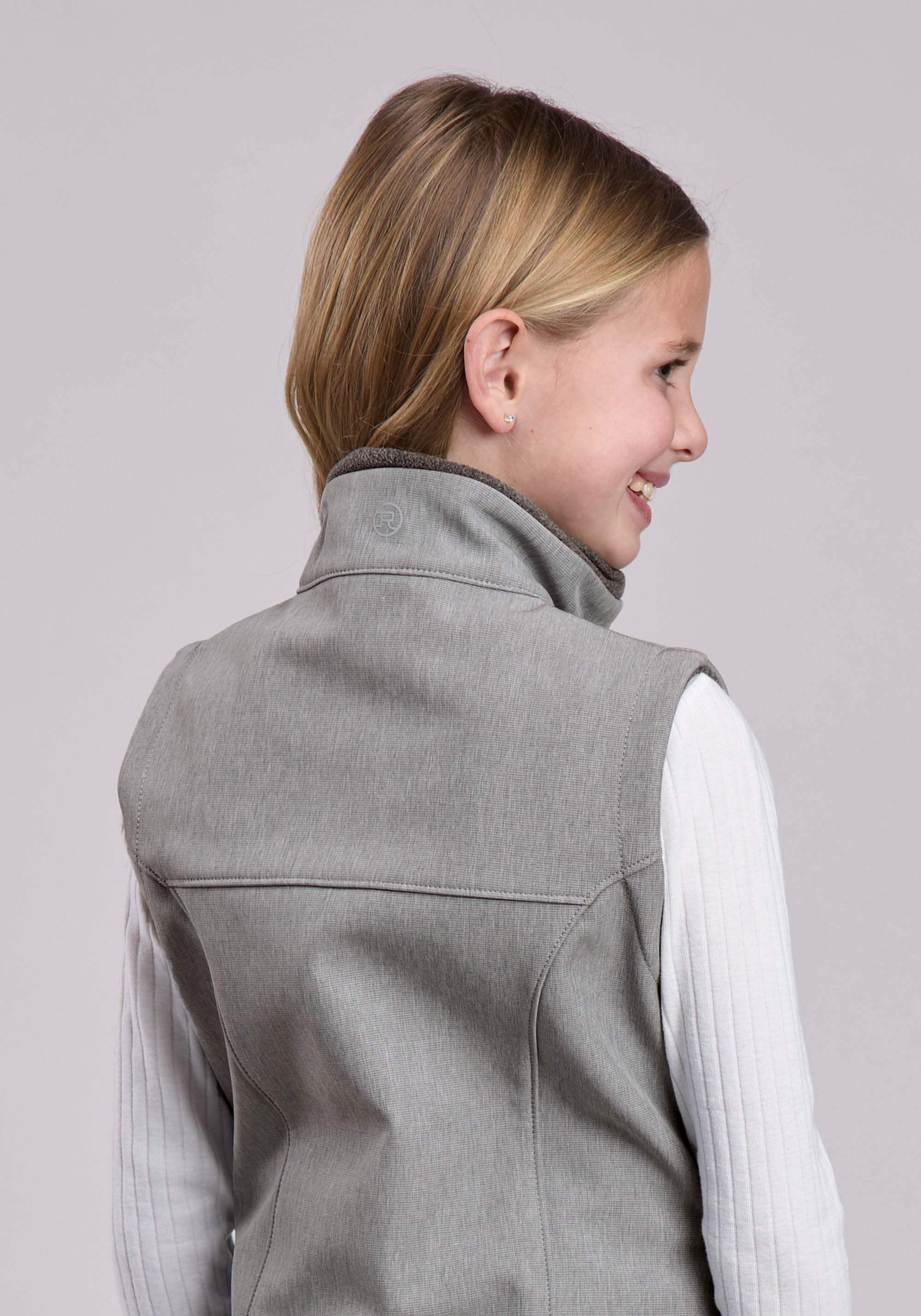 Roper Girls Vest Zipper Cream Grey Stripe Western Vest - Roper - Flyclothing LLC