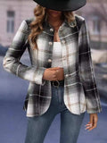 Plaid Button Up Long Sleeve Jacket - Trendsi - Flyclothing LLC
