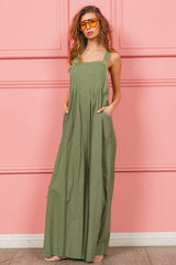 BiBi Ruched Wide Leg Overalls with Pockets - Trendsi - Flyclothing LLC