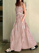 Striped Spaghetti Strap Casual Maxi Dress - Trendsi - Flyclothing LLC