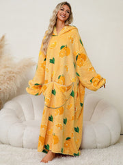 Fuzzy Pocketed Long Sleeve Hooded Lounge Dress - Trendsi