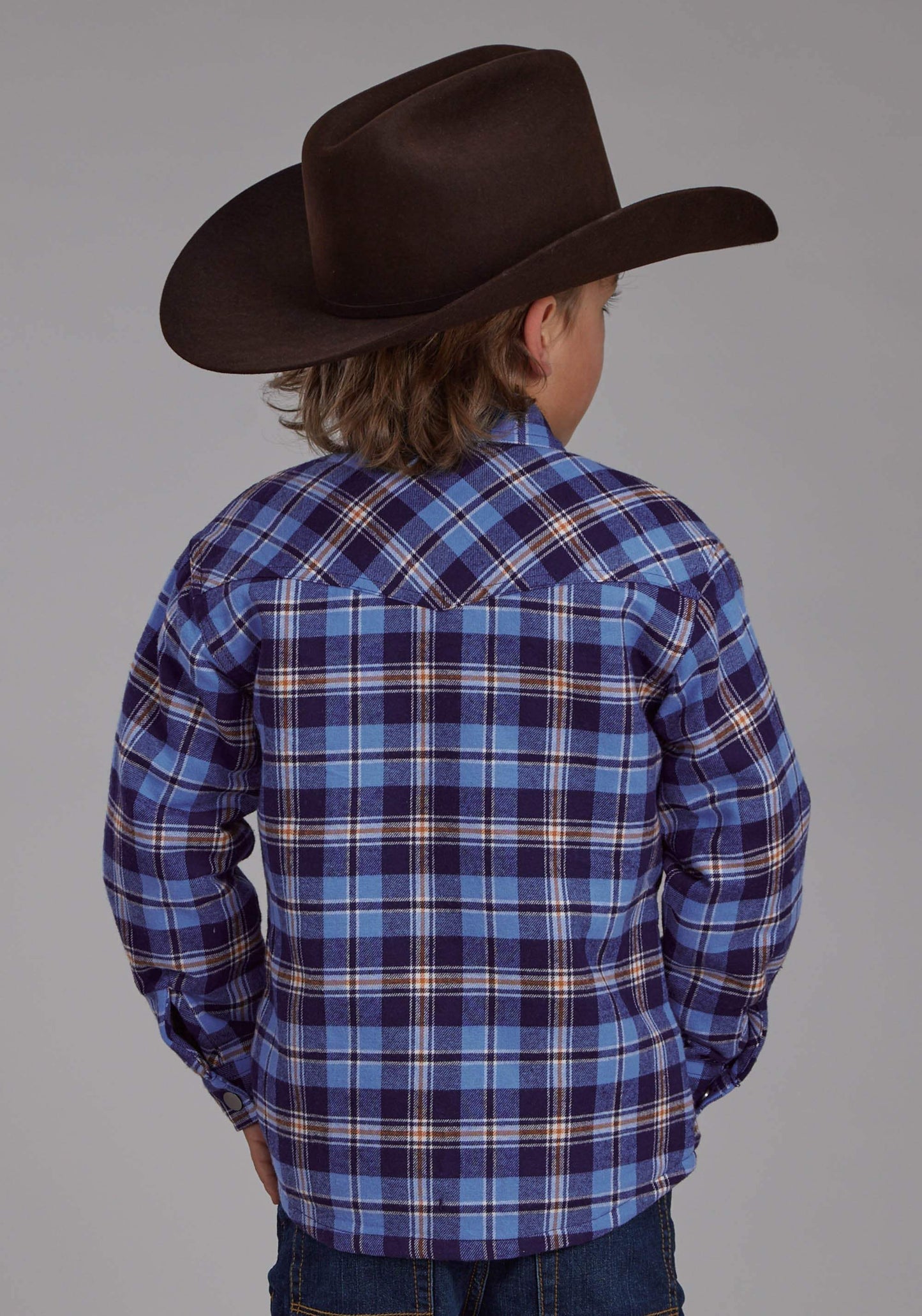 Roper Boys Sherpa Lined Flannel Shirt Snap Jacket - Roper - Flyclothing LLC