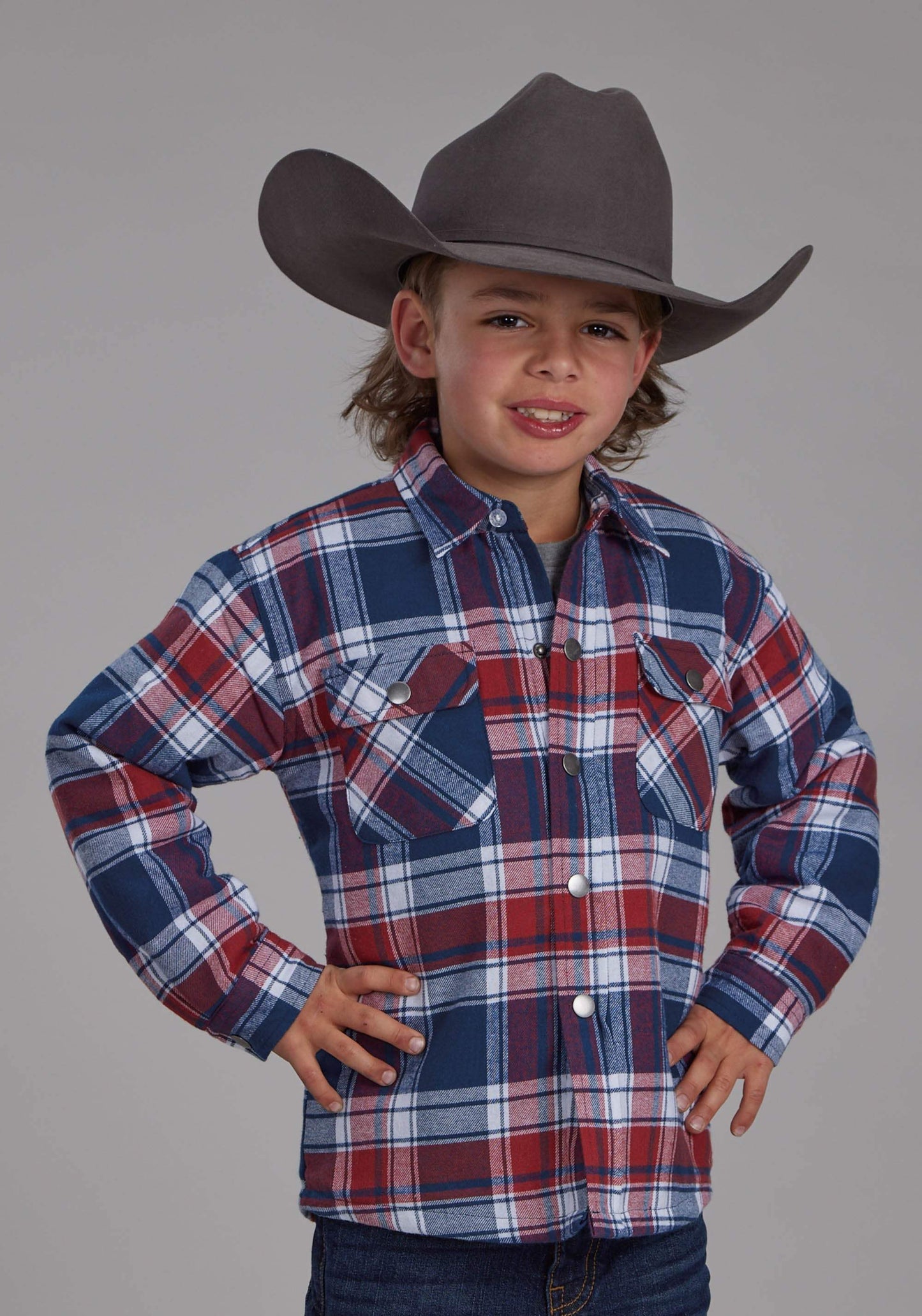 Roper Boys Sherpa Lined Flannel Shirt Snap Jacket - Roper - Flyclothing LLC