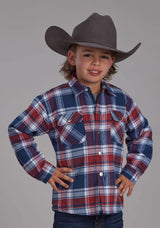 Roper Boys Sherpa Lined Flannel Shirt Snap Jacket - Roper - Flyclothing LLC