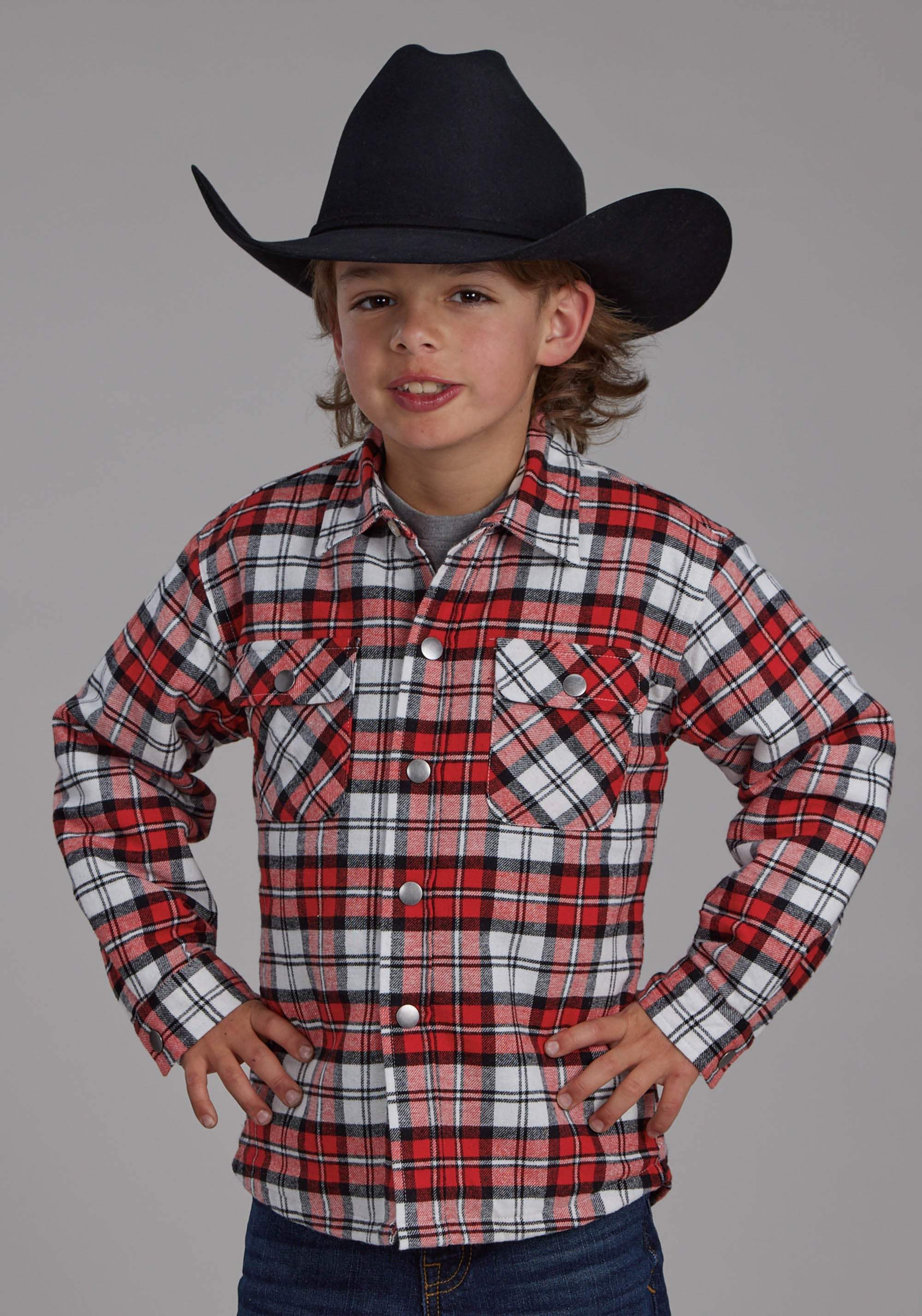 Roper Boys Sherpa Lined Flannel Shirt Snap Jacket - Roper - Flyclothing LLC
