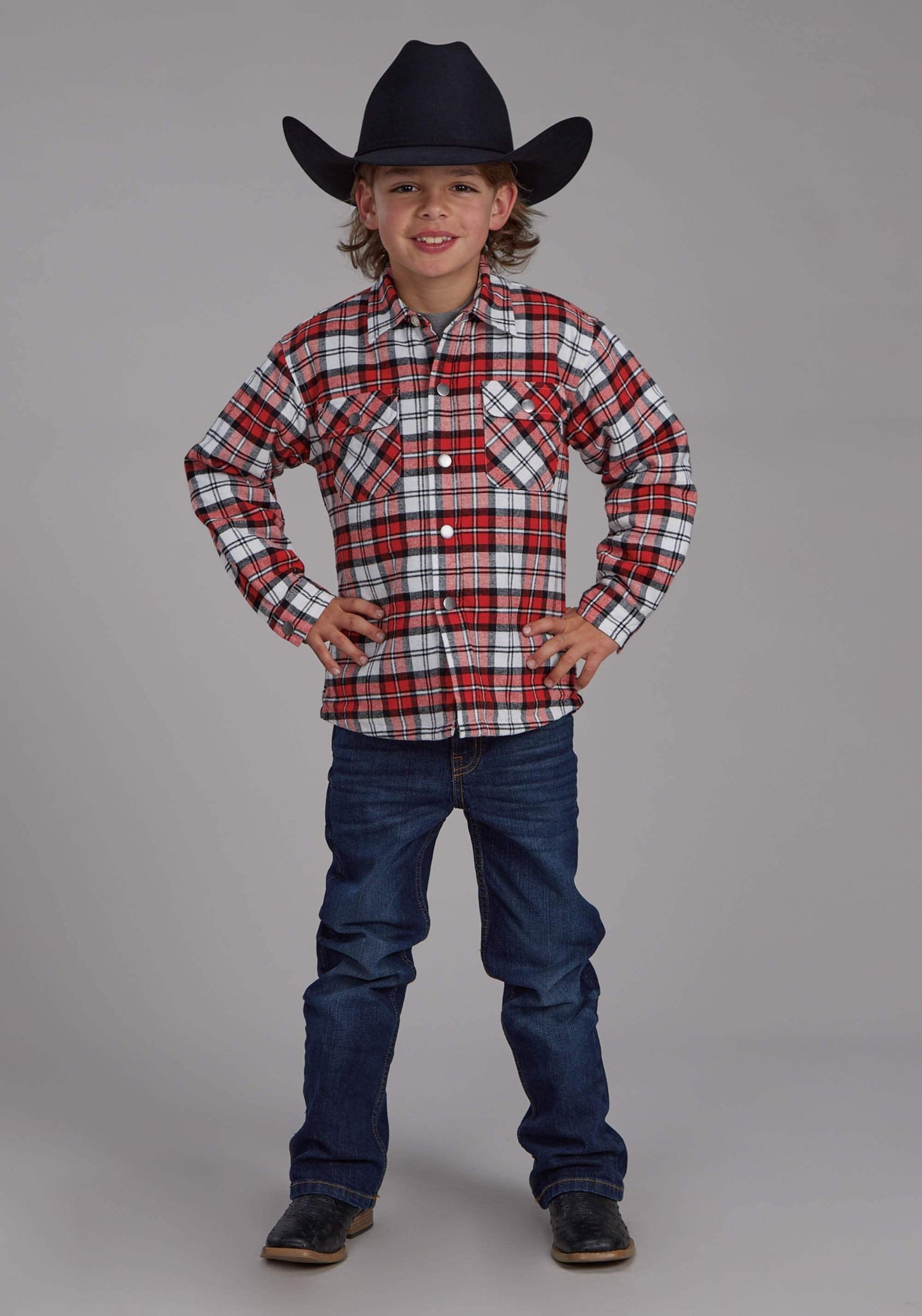Roper Boys Sherpa Lined Flannel Shirt Snap Jacket - Roper - Flyclothing LLC