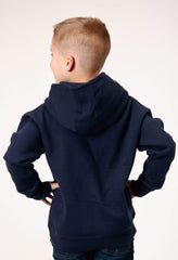 Roper Boys Navy Pullover Hoodie With Front Pocket - Roper