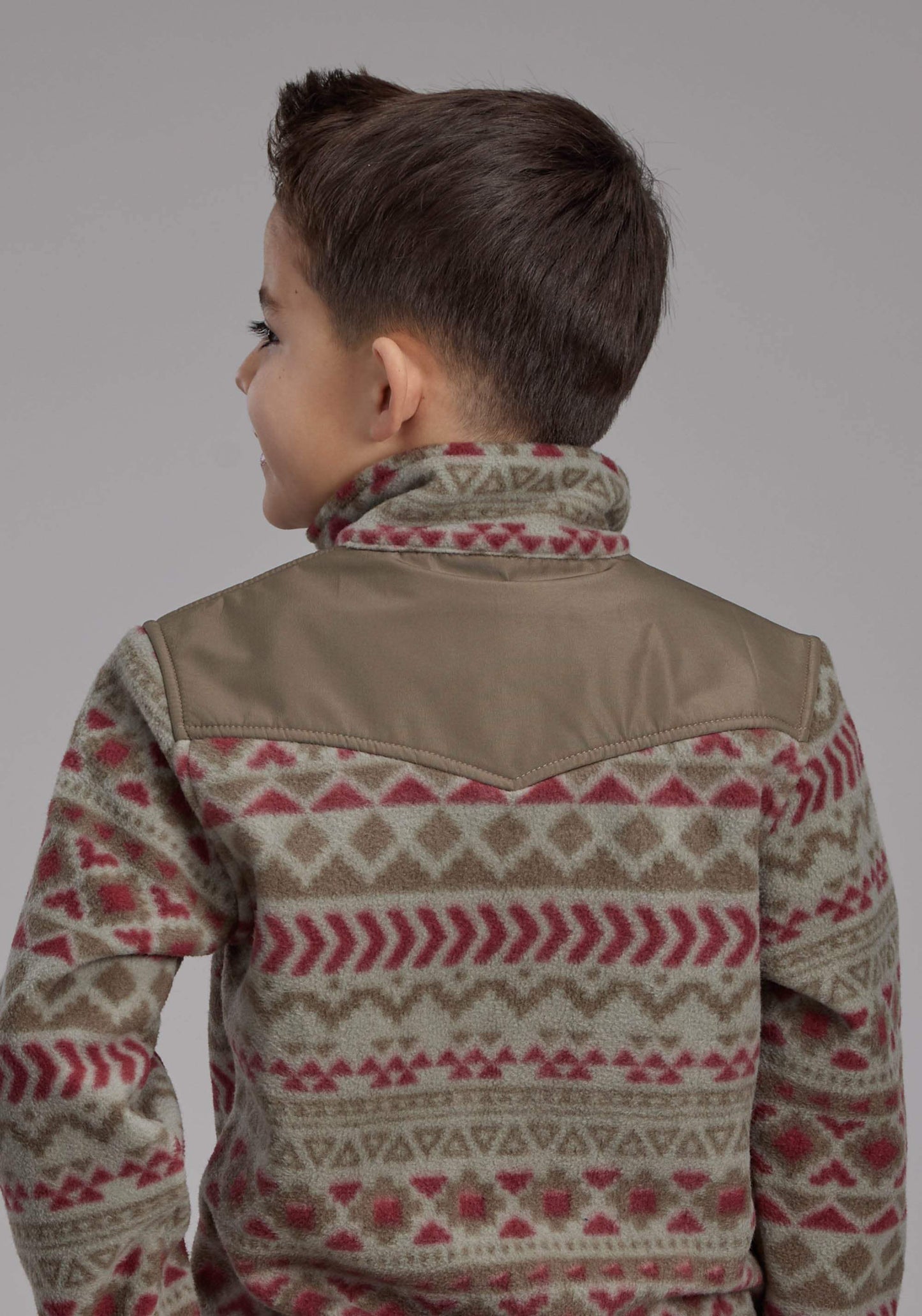 Roper Boys Red Olive Aztec Print Micro Fleece Zipper Jacket - Roper - Flyclothing LLC