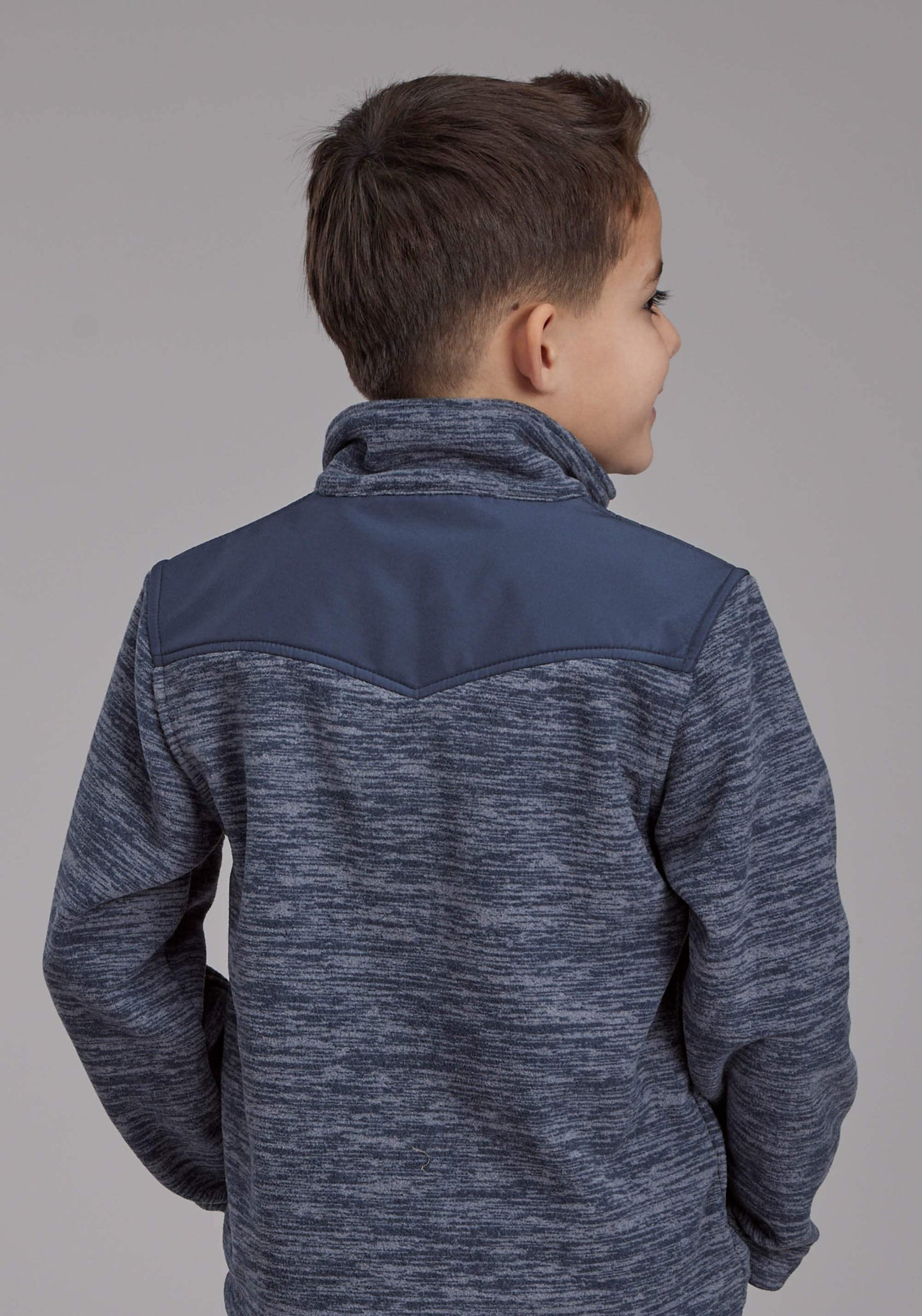 Roper Boys Blue Gray Micro Fleece 3/4 Zip Ft Zipper Jacket - Roper - Flyclothing LLC