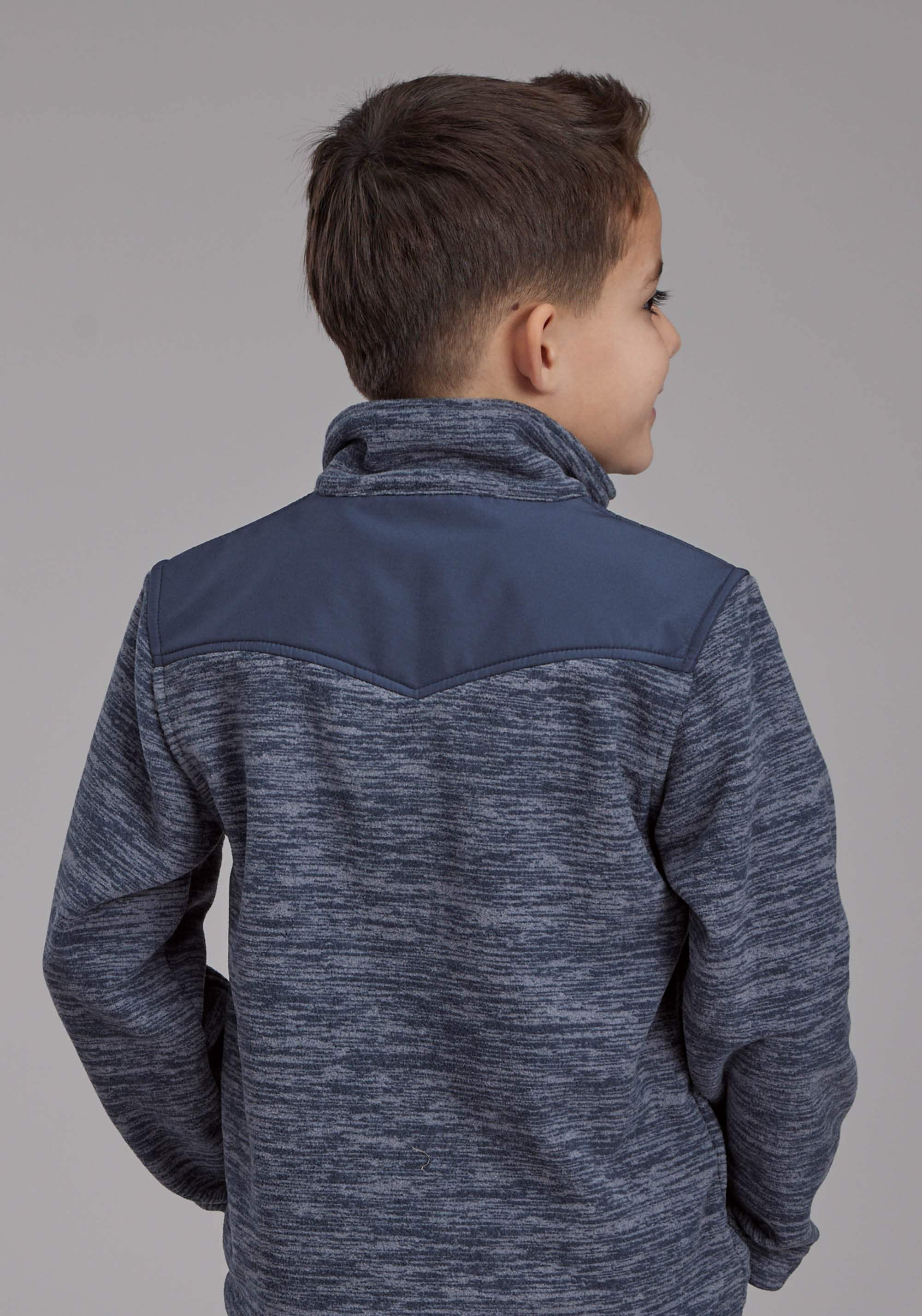 Roper Boys Blue Gray Micro Fleece 3/4 Zip Ft Zipper Jacket - Roper - Flyclothing LLC
