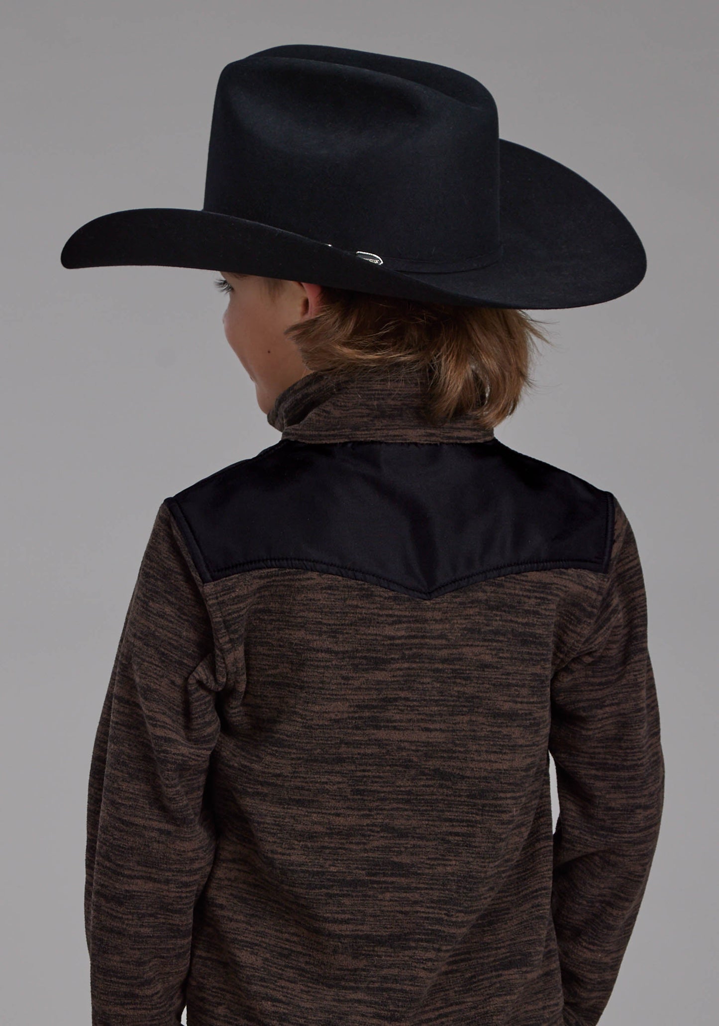 Roper Boys Brown Black Micro Fleece 3/4 Zip Ft Zipper Jacket