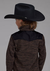 Roper Boys Brown Black Micro Fleece 3/4 Zip Ft Zipper Jacket