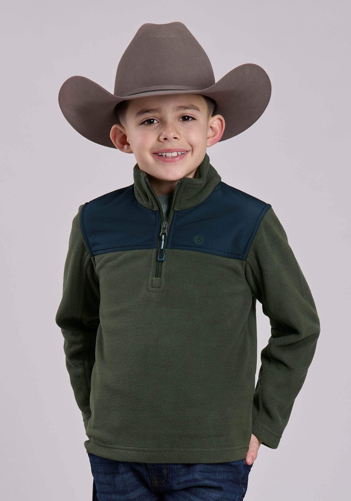 Roper Boys Jacket Zipper Solid Olive Micro Fleece Western Jacket - Roper - Flyclothing LLC