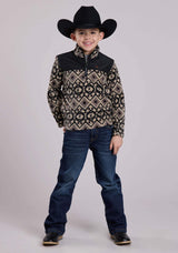 Roper Boys Jacket Zipper Br Black Aztec Print Micro Fleece Western Jacket - Roper - Flyclothing LLC