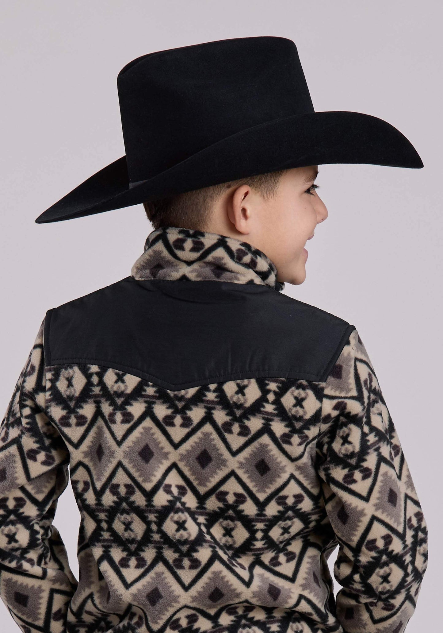 Roper Boys Jacket Zipper Br Black Aztec Print Micro Fleece Western Jacket - Roper - Flyclothing LLC