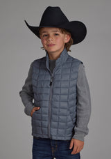 Roper Boys Silver Blue Parachute Zipper Vest