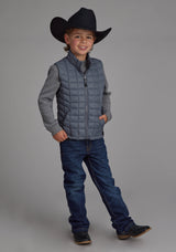 Roper Boys Silver Blue Parachute Zipper Vest
