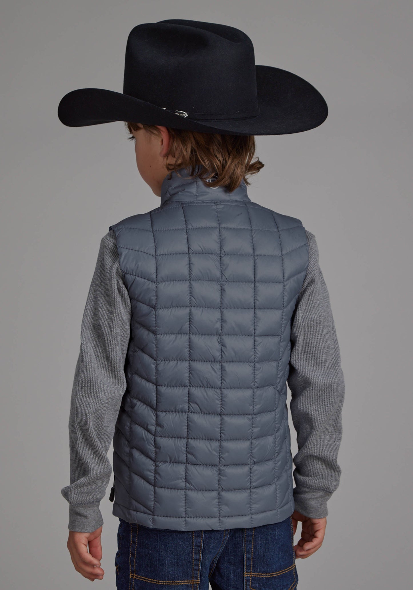 Roper Boys Silver Blue Parachute Zipper Vest