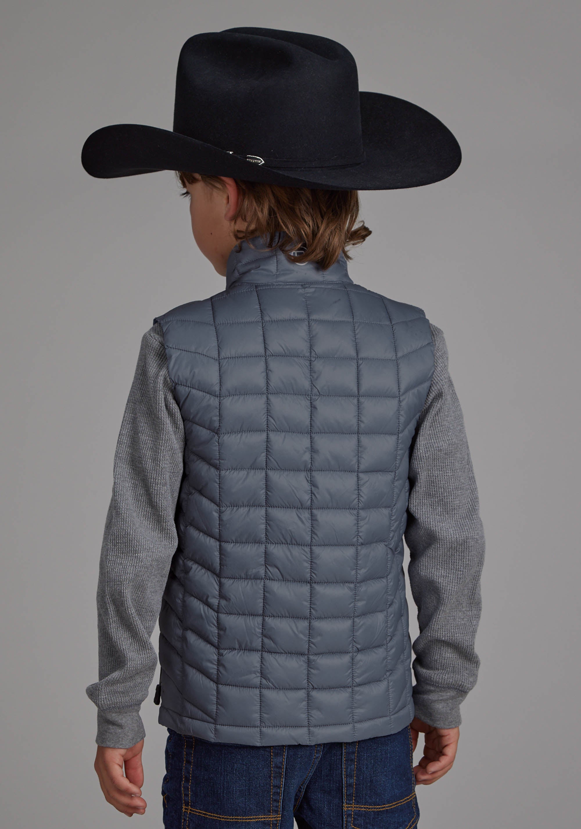 Roper Boys Silver Blue Parachute Zipper Vest