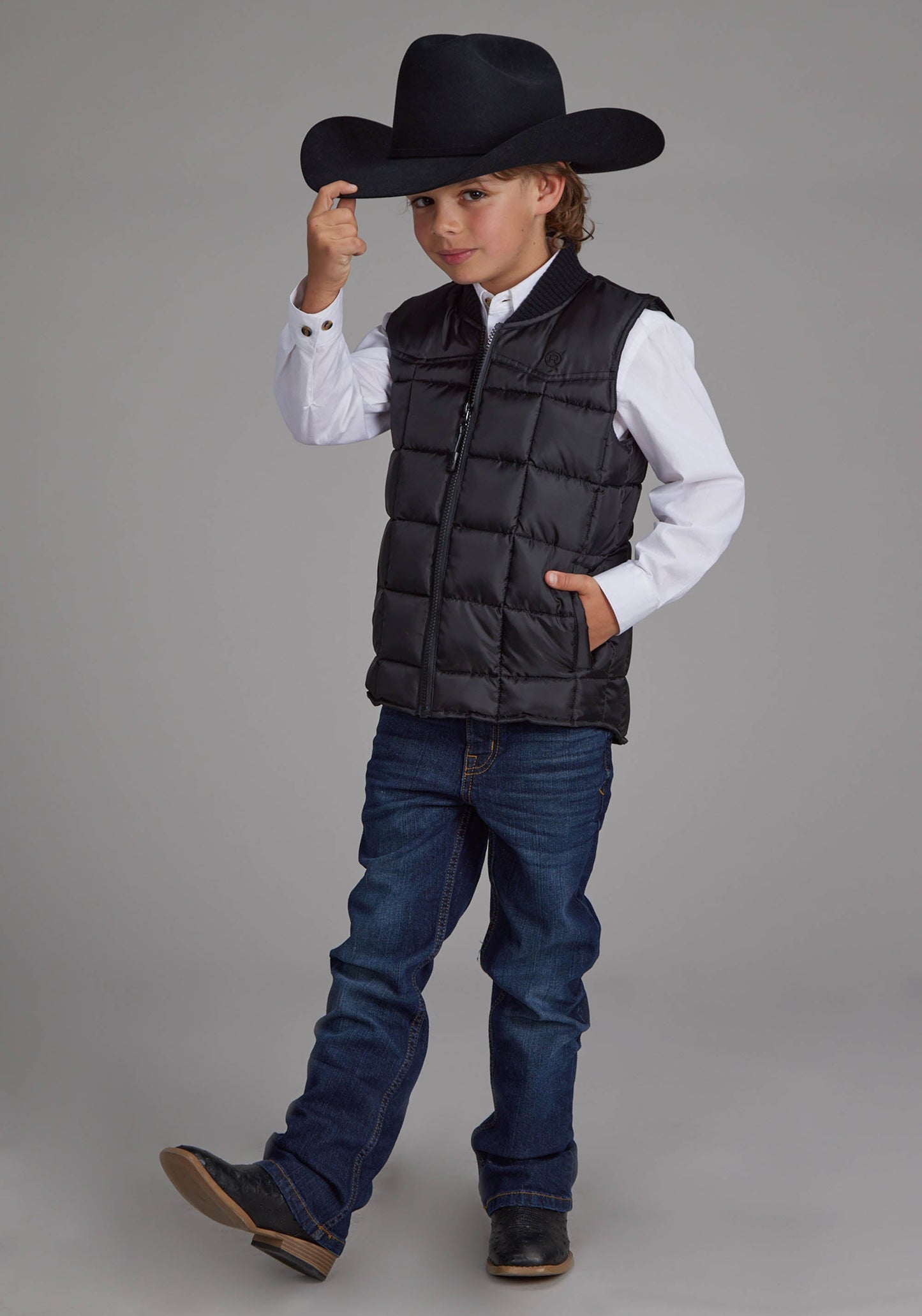 Roper Boys Black Zipper Vest