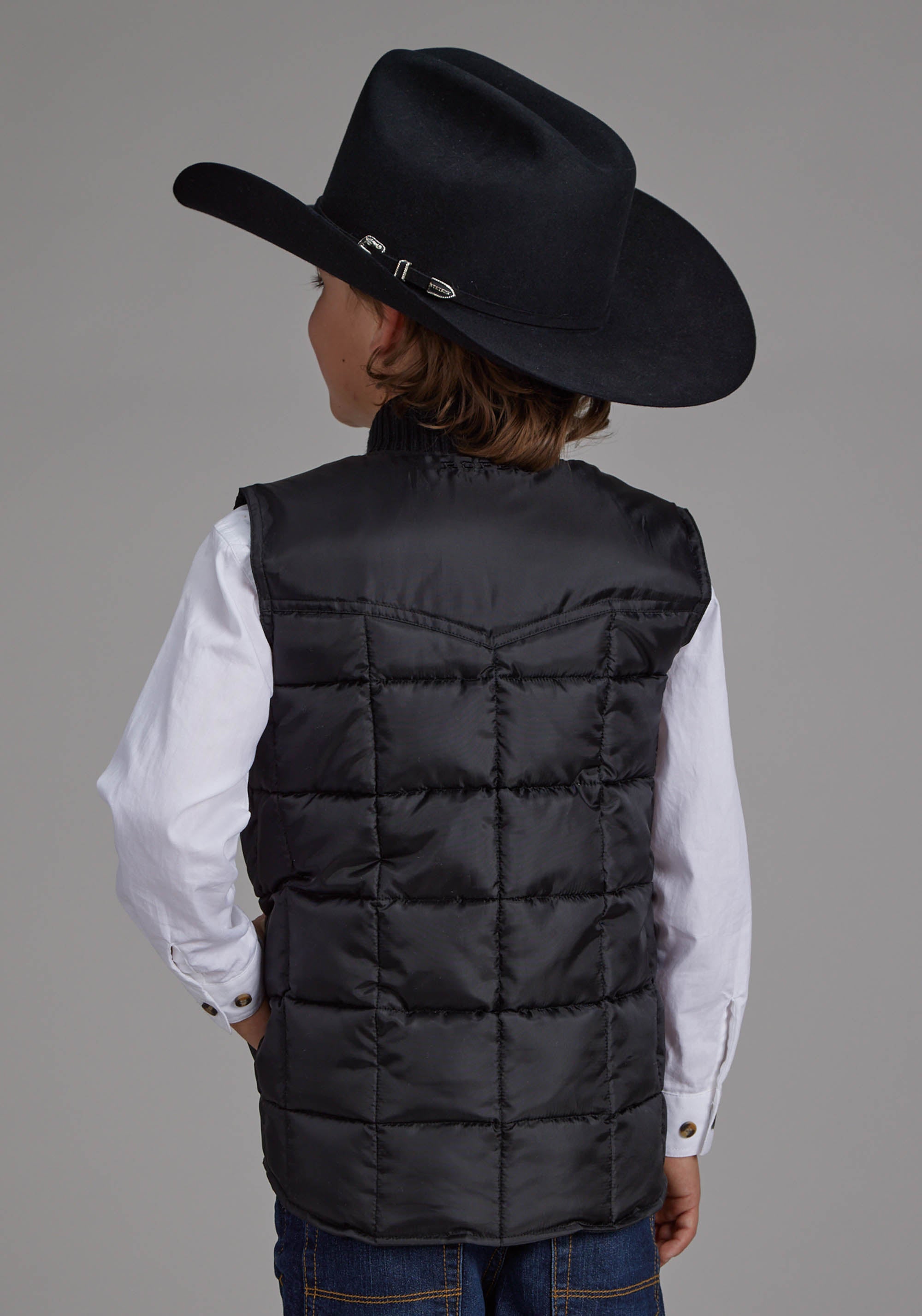 Roper Boys Black Zipper Vest